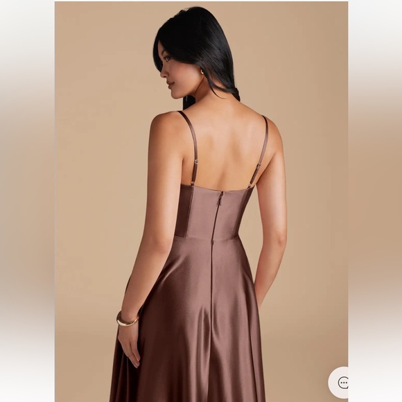 Azazie Elle Metallic Satin Dress in Espresso - Picture 2 of 9